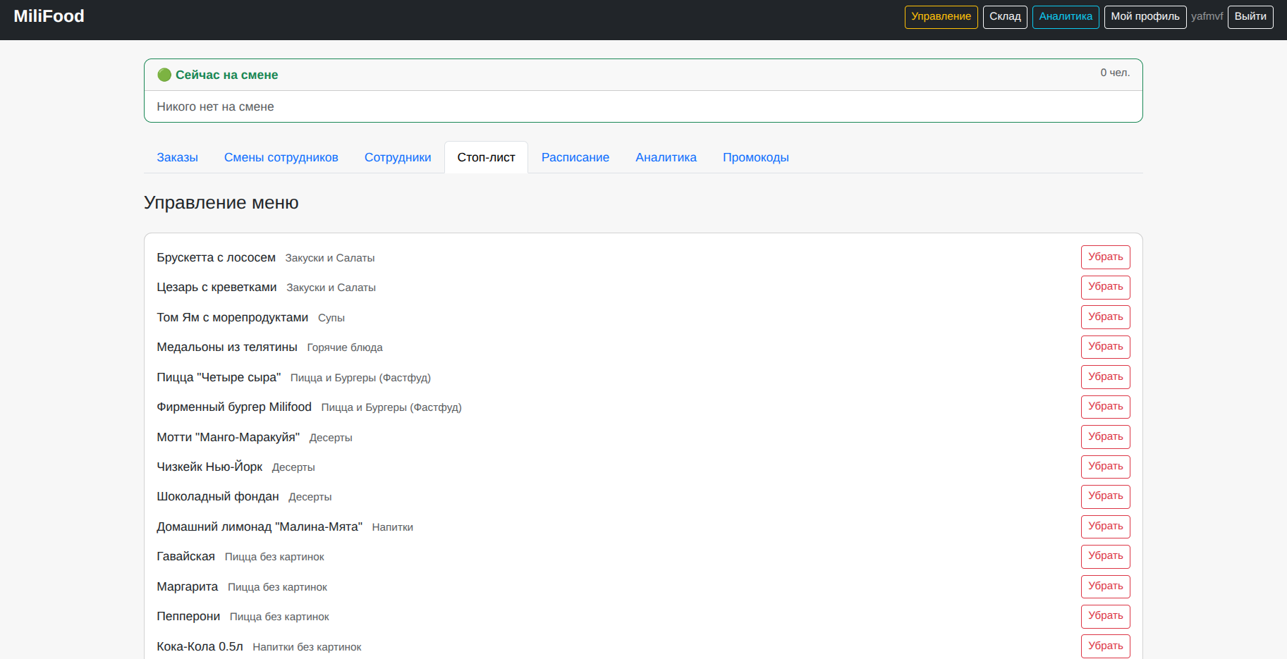 MiliFood — Full-stack разработка ERP-системы и веб-витрины для сервиса доставки еды