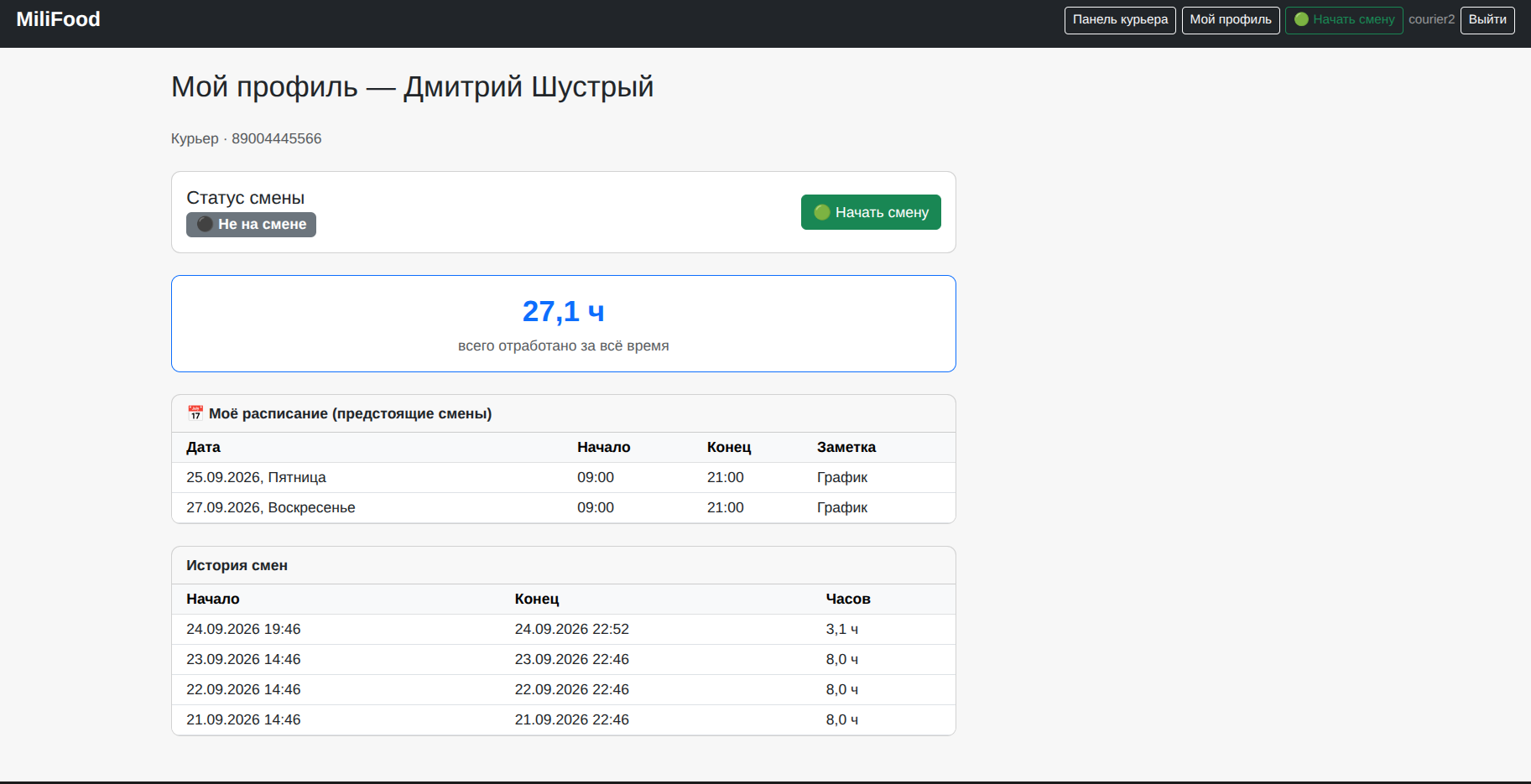 MiliFood — Full-stack разработка ERP-системы и веб-витрины для сервиса доставки еды